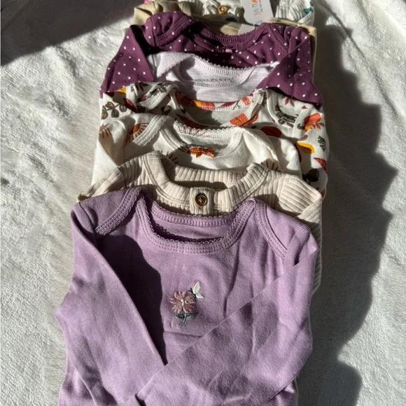 Baby Girl Long Sleeve Onesies - Purple, White, Cream - Picture 1 of 1